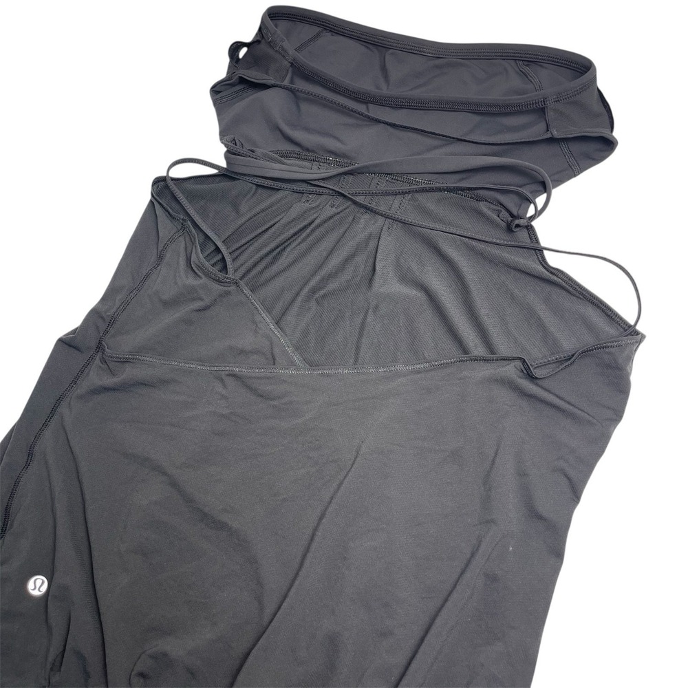 Lululemon Mini Dress Women's Size 10 Black Athletic Strappy Back Strapless Sheer